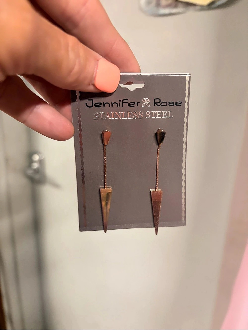 Jennifer Rose Geometric Drop Earrings in Brown NWT